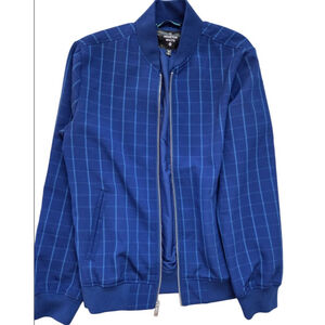 Men's Houston White Blue Plaid Bomber Jacket S